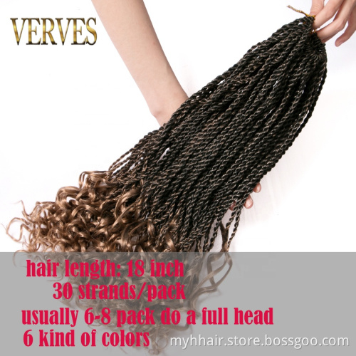 ombre Senegalese twist crochet braids hair 18 inch 30 strands/pack synthetic bulk braiding hair extension